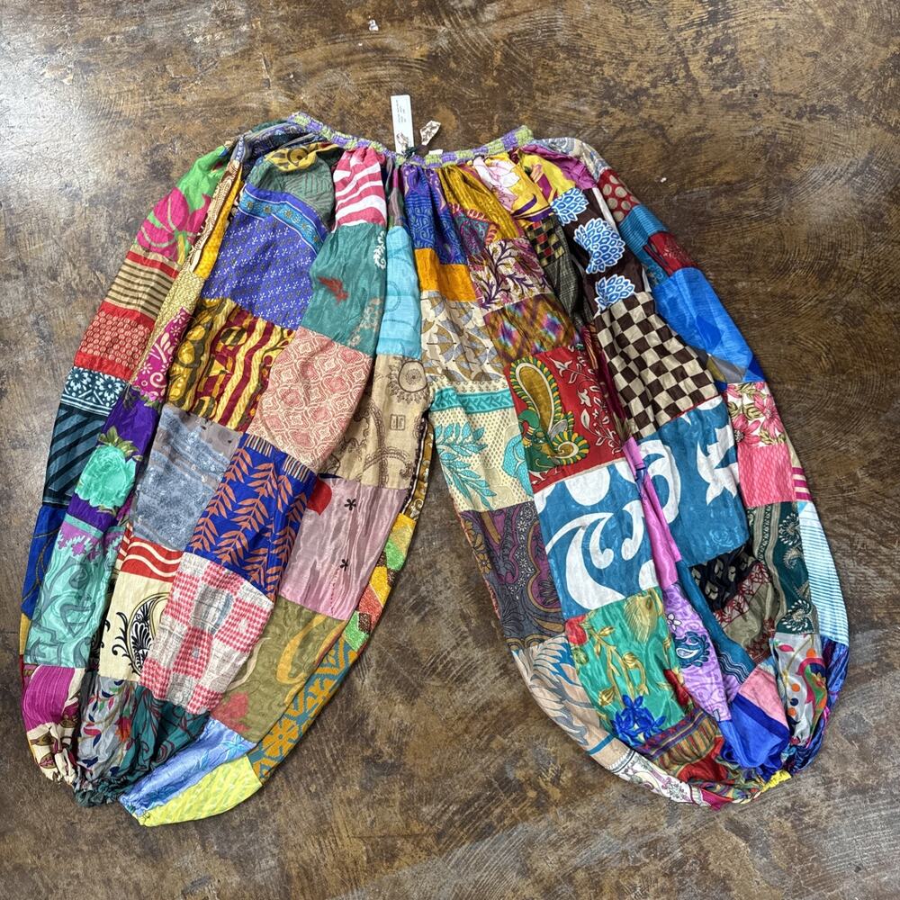 Patchwork Pant Hippie Step in Style Womens One Size Floral Festival Pull-On